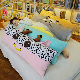 可爱龙猫双人枕头女生床上睡觉长条抱枕大靠垫，毛绒玩具公仔可拆洗