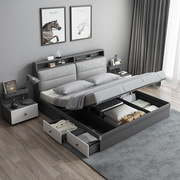 北欧高箱储物床1.8米主卧双人床现代简约小户型多功能收纳床家用