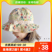 婴儿帽子夏款韩版盆帽遮阳帽，防晒太阳帽宝宝，儿童渔夫帽女童女宝薄
