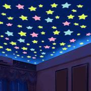 3d立体萤光夜光星星墙贴壁纸卧室房间装饰天花板星空贴纸壁纸自粘