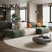 现代简约防污植麂皮磨砂绒，布艺沙发客厅，户型大平层乳胶豆腐块沙发