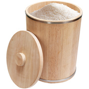 实木米桶橡木米桶米缸圆形，储米箱木质家用防潮米桶10kg15kg装米桶