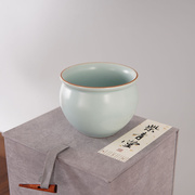 汝窑天青玛瑙入釉茶道复古中式手工缸杯大号青瓷汝瓷主人杯茶杯