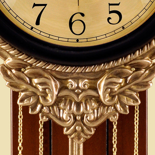 欧式复古挂钟客厅豪华纯铜高档钟表实木静音仿古时钟别墅大厅