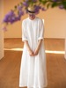 2022年夏季苎麻裙子原创女装，袍子气质亚麻白色长裙棉麻连衣裙