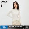 only春季时尚纯色，合体假两件圆领长袖针织衫女123424016