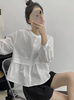 韩版圆领单排扣收腰设计白色娃娃衫上衣春夏减龄内搭洋气衬衣