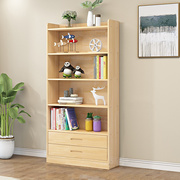 实木书架简易落地书柜，分层架子置物架卧室，收纳展示架松木原木书柜