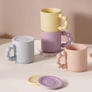 马卡龙(马卡龙)色马克杯女生，水杯带盖带茶滤办公室，茶杯咖啡杯创意陶瓷杯子