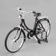 迷你仿真自行车模型复古二八大杠自行车80年代合金经典怀旧式单车