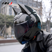 hnj冬季四季通用个性，骑士头盔灰电动摩托车男女，机车酷全盔全
