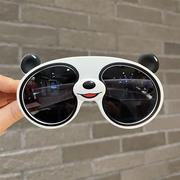 儿童眼镜太阳镜男童女童防紫外线眼镜宝宝可爱熊猫遮阳镜硅胶墨镜