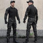 特种兵青蛙迷彩服套装男女黑色，战术作战训练服修身蟒纹cs野战军装