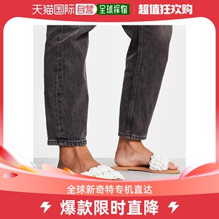 香港直邮潮奢 ASOS 女士设计宽版花朵编织平底凉鞋(白色)