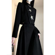 新中式国风套装女冬装搭配一整套法式复古设计感外套马面裙两件套