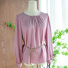 紫色高级感法式优雅真丝，长袖衬衫2024早春显瘦腰链桑蚕丝上衣