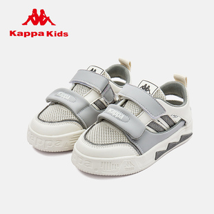 kappa背靠背夏季镂空凉鞋男童，透气运动板鞋，女童防滑网面鞋子