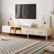 电视柜现代简约小户型客厅，家用地柜北欧实木，脚简易可伸缩电视机柜
