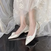 婚鞋女平底单鞋法式白色新娘鞋2024森系伴娘鞋不累脚日常大码