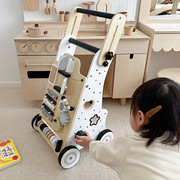 婴儿幼儿童忙碌板推车木制手推学步车玩具6-18月宝宝，学走路防侧翻