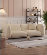 北欧简约小户型客厅羊羔绒双三人布艺沙发模块组合设计师奶油系