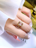 925时尚轻奢简约纯银祖母绿切戒指镶嵌高碳钻气质小众设计百搭女