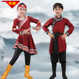 六一蒙古男女裙袍少数民族舞蹈，演出服装蒙族筷子舞表演服儿童