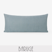 浅蓝色立体靠垫长条枕客厅沙发单椅靠包绗缝抱枕棉麻腰枕条纹长枕