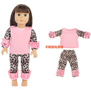 粉色豹纹睡衣套装 长袖长裤居家服适合18寸美国女孩AG 46cmOG