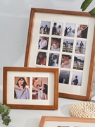 婚纱照相框打印实木结婚照冲洗情侣，三连框挂墙洗照片做成定制礼物