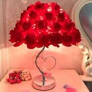 婚房水晶台灯卧室床头灯创意婚庆婚房长明灯温馨玫瑰花结婚礼物