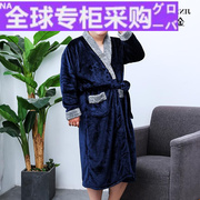 日本秋冬季睡袍男加肥，加大300斤胖子宽松加绒加厚睡衣长款法