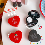 韩国创意隐形眼镜盒可爱个性爱心樱桃收纳盒美瞳护理盒小巧便携女