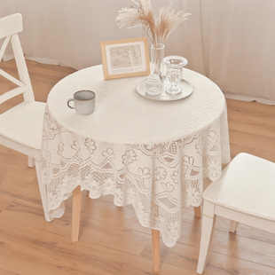 法式ins风蕾丝桌布圆桌，茶几长方形复古田园防尘盖布，茶几简约冰箱