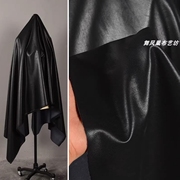 黑色皮革面料—100%棉底pu皮 薄款柔软亲肤哑光服装设计师布料