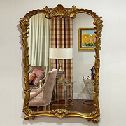 美式复古全身镜落地镜家用壁挂穿衣镜子木质雕花试衣镜墙面装饰镜