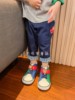 日系miki夏款儿童装男孩卡通小车七分裤两侧口袋格子翻边弹力短裤