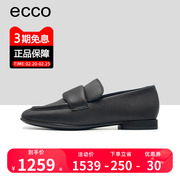 ECCO爱步女鞋2024方头平底单鞋英伦风一脚蹬真皮乐福鞋209413