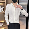 白色高端衬衫男款长袖春季2024年寸衫高级感商务男士条纹衬衣