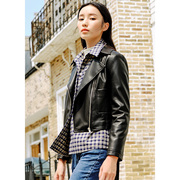 福利韩版皮衣女时尚，皮夹克上衣黑色机车风短款小个子外套