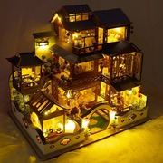 3d立体拼图成人版木质手工制作古风房子模型diy小屋别墅建筑女孩