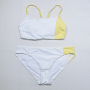 外贸原单黄白撞色背心款绑带性感有胸垫海滩温泉度假比基尼泳衣女