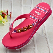 越南拖鞋人字拖平仙女士花朵甜美防滑轻便低跟沙滩粉红色夏季凉拖