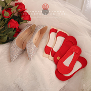 结婚袜子新娘红色夏季女薄款纯棉喜字高跟鞋浅口隐形船袜婚鞋袜子