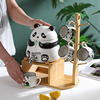 陶瓷熊猫水具套装可爱家用冷热水，茶壶带龙头，凉白开客厅杯子架子桶