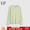 Gap女装冬季洋气撞色圆领长袖T恤简约时尚气质休闲上衣836105