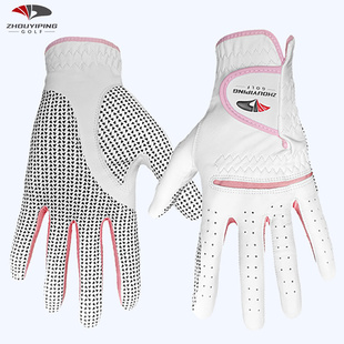 zyp高尔夫手套女小羊皮，防滑颗粒真皮，耐磨舒适透气手指保护套