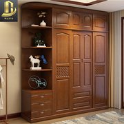 实木衣柜推拉门全实木衣橱，木质现代中式卧室，橡木滑移门现代简约