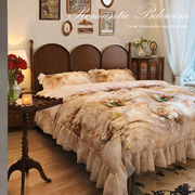 法式复古床实木床现代简约主，卧室1.8m美式双人大床中古床婚床家具