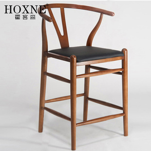 霍客森定制椅子y椅实木叉，骨纸绳吧椅餐椅明清扶手，靠背吧台高椅子(高椅子)